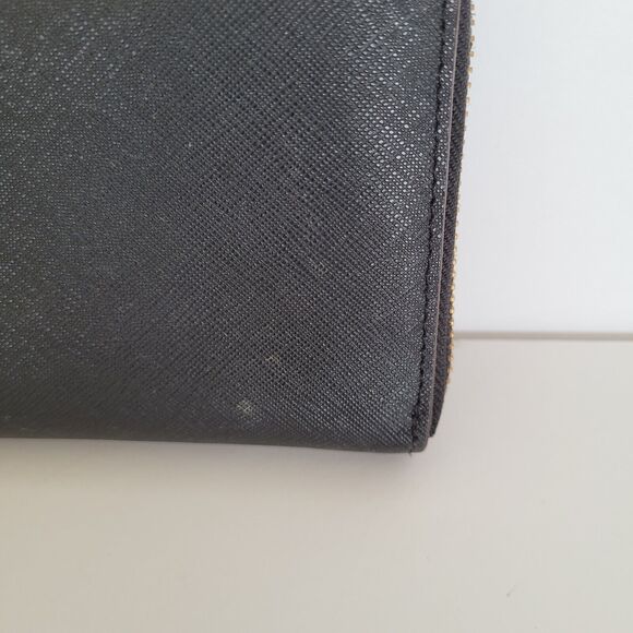 Kate Spade Neda Wallet Clutch Accordion Geniue Leather Zip Around Black Classic - Picture 9 of 11